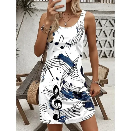 Women's Mini Dress Casual Dress Petite Dress Sundress Summer Dress Casual Vacation Daily Holiday Regular Fit Graphic Sleeveless Crew Neck White Summer